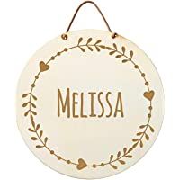 Placa de madera personalizada para el nombre de la habitación del bebé o la puerta de la casa de 20 cm- cartel de madera…